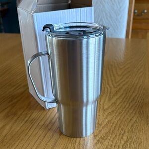 Stainless Steel Travel Mug with Handle - Silver 16oz New
